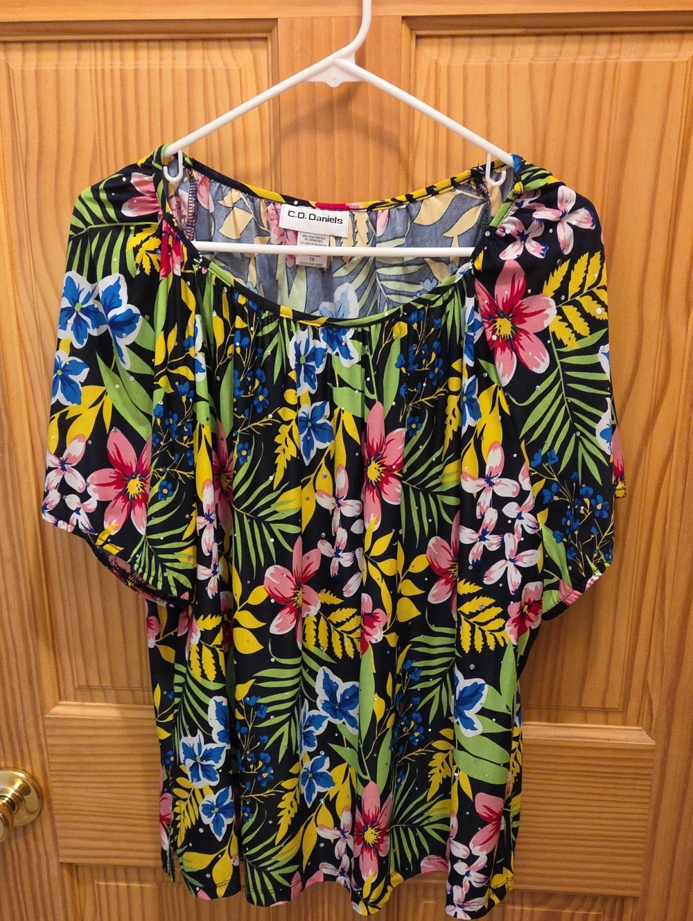 Black Tropical Floral Women's Blouse